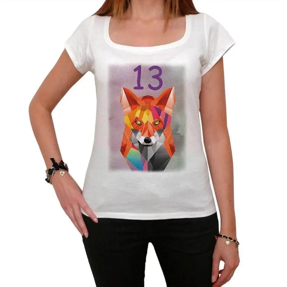 Women's Graphic T-Shirt Geometric Fox 13 13rd Birthday Anniversary 13 Year Old Gift 2011 Vintage Eco-Friendly Ladies Short Sleeve Novelty Tee