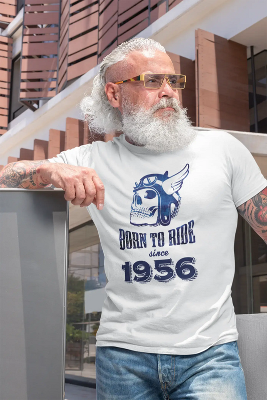 1956, Born to Ride Since 1956 Men's T-shirt White Birthday Gift 00494