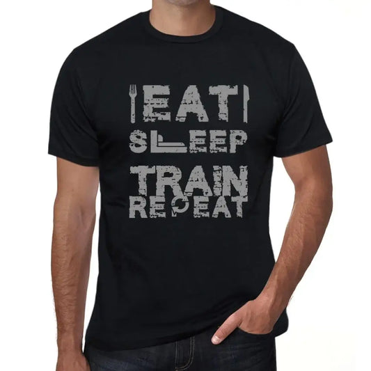 Men's Graphic T-Shirt Eat Sleep Train Repeat Eco-Friendly Limited Edition Short Sleeve Tee-Shirt Vintage Birthday Gift Novelty