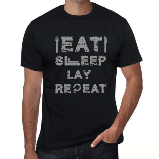 Men's Graphic T-Shirt Eat Sleep Lay Repeat Eco-Friendly Limited Edition Short Sleeve Tee-Shirt Vintage Birthday Gift Novelty