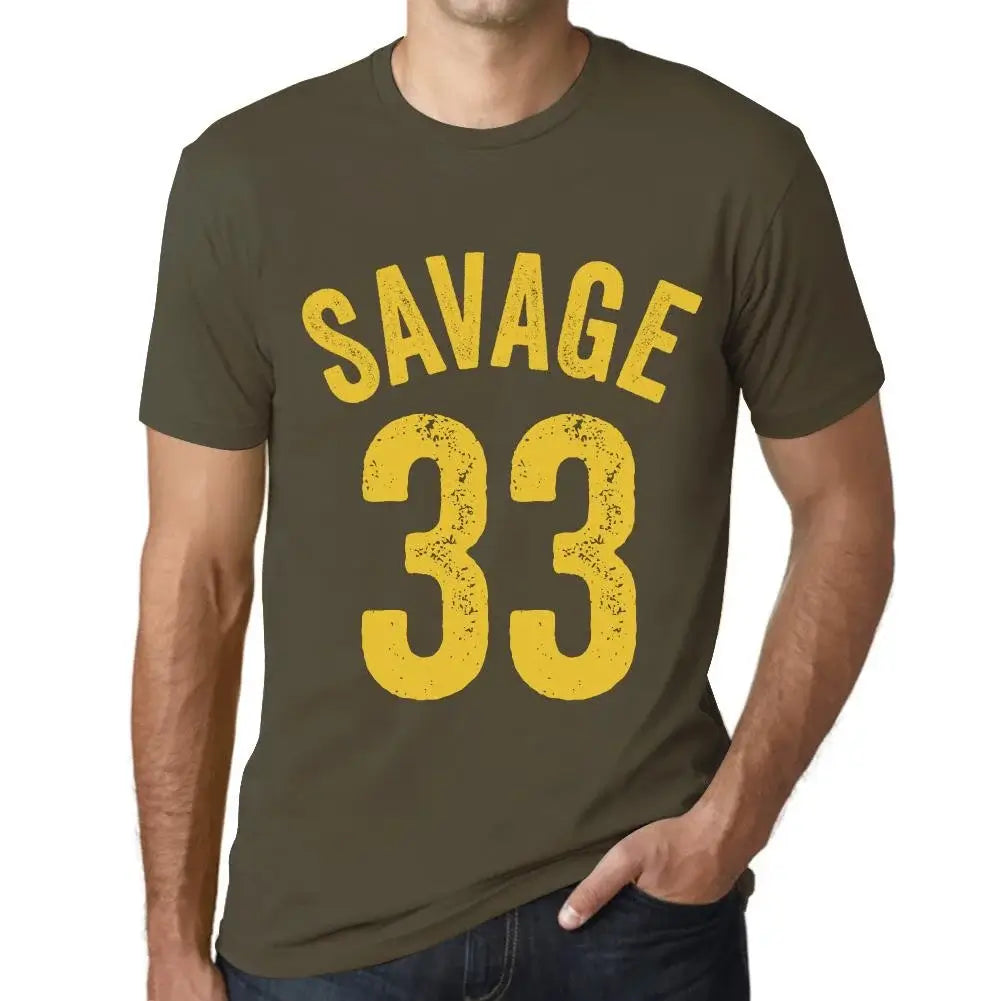Men's Graphic T-Shirt Savage 33 33rd Birthday Anniversary 33 Year Old Gift 1991 Vintage Eco-Friendly Short Sleeve Novelty Tee
