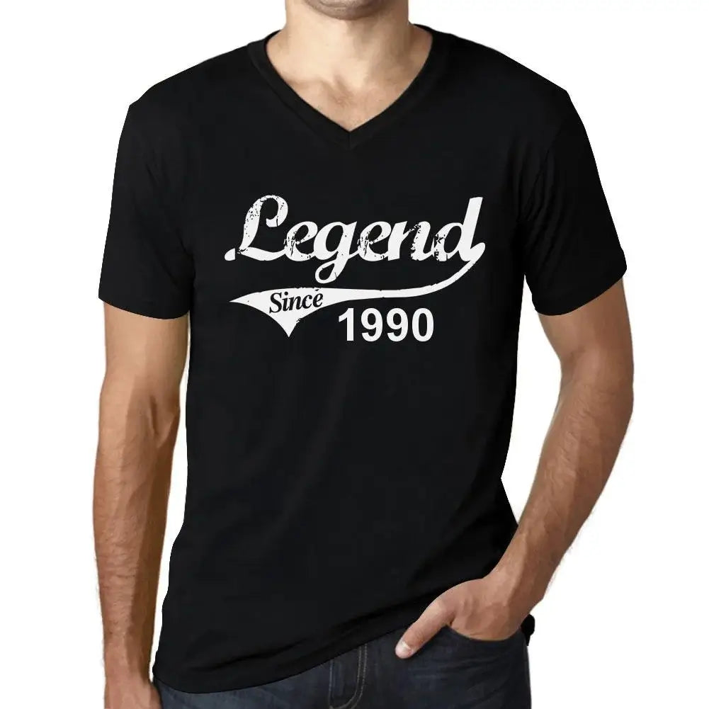 Men's Graphic T-Shirt V Neck Legend Since 1990 34th Birthday Anniversary 34 Year Old Gift 1990 Vintage Eco-Friendly Short Sleeve Novelty Tee