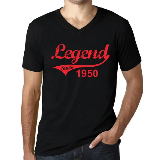Men's Graphic T-Shirt V Neck Legend Since 1950 74th Birthday Anniversary 74 Year Old Gift 1950 Vintage Eco-Friendly Short Sleeve Novelty Tee
