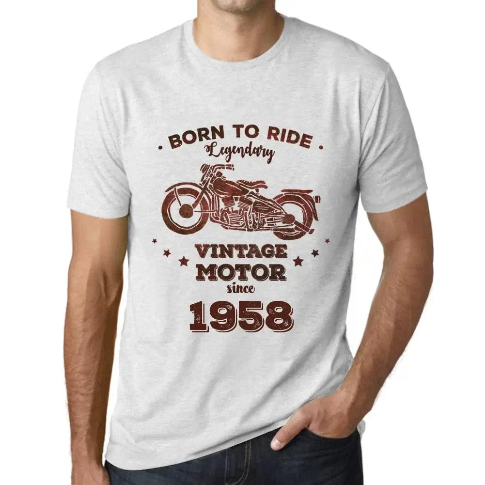 Men's Graphic T-Shirt Born to Ride Legendary Motor Since 1958 66th Birthday Anniversary 66 Year Old Gift 1958 Vintage Eco-Friendly Short Sleeve Novelty Tee