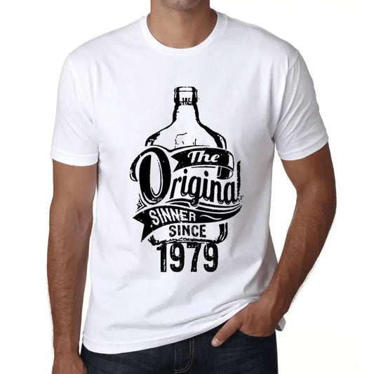 Men's Graphic T-Shirt The Original Sinner Since 1979 45th Birthday Anniversary 45 Year Old Gift 1979 Vintage Eco-Friendly Short Sleeve Novelty Tee