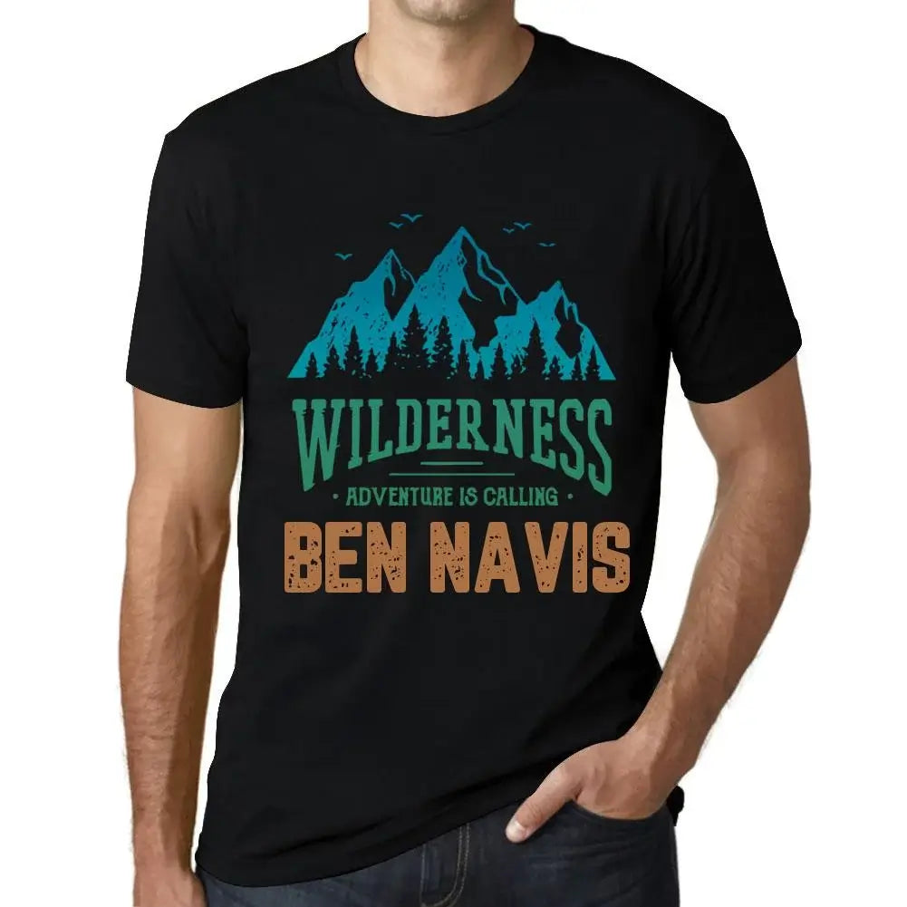 Men's Graphic T-Shirt Wilderness, Adventure Is Calling Ben Navis Eco-Friendly Limited Edition Short Sleeve Tee-Shirt Vintage Birthday Gift Novelty