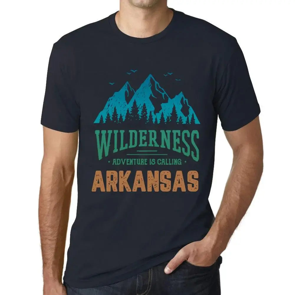 Men's Graphic T-Shirt Wilderness, Adventure Is Calling Arkansas Eco-Friendly Limited Edition Short Sleeve Tee-Shirt Vintage Birthday Gift Novelty