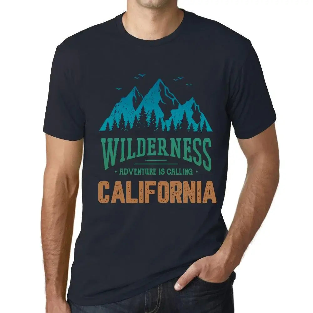 Men's Graphic T-Shirt Wilderness, Adventure Is Calling California Eco-Friendly Limited Edition Short Sleeve Tee-Shirt Vintage Birthday Gift Novelty