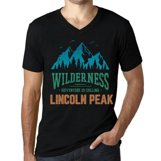 Men's Graphic T-Shirt V Neck Wilderness, Adventure Is Calling Lincoln Peak Eco-Friendly Limited Edition Short Sleeve Tee-Shirt Vintage Birthday Gift Novelty