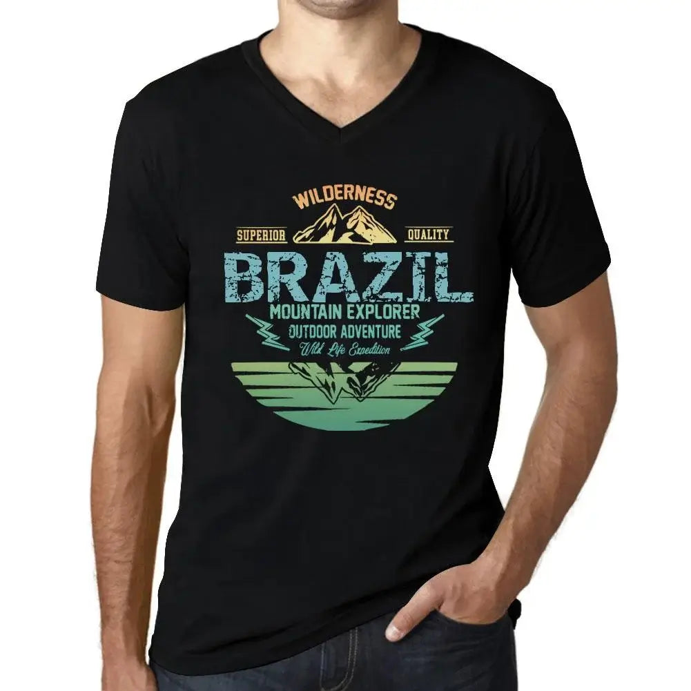 Men's Graphic T-Shirt V Neck Outdoor Adventure, Wilderness, Mountain Explorer Brazil Eco-Friendly Limited Edition Short Sleeve Tee-Shirt Vintage Birthday Gift Novelty