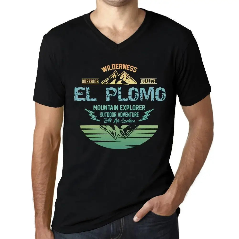 Men's Graphic T-Shirt V Neck Outdoor Adventure, Wilderness, Mountain Explorer El Plomo Eco-Friendly Limited Edition Short Sleeve Tee-Shirt Vintage Birthday Gift Novelty