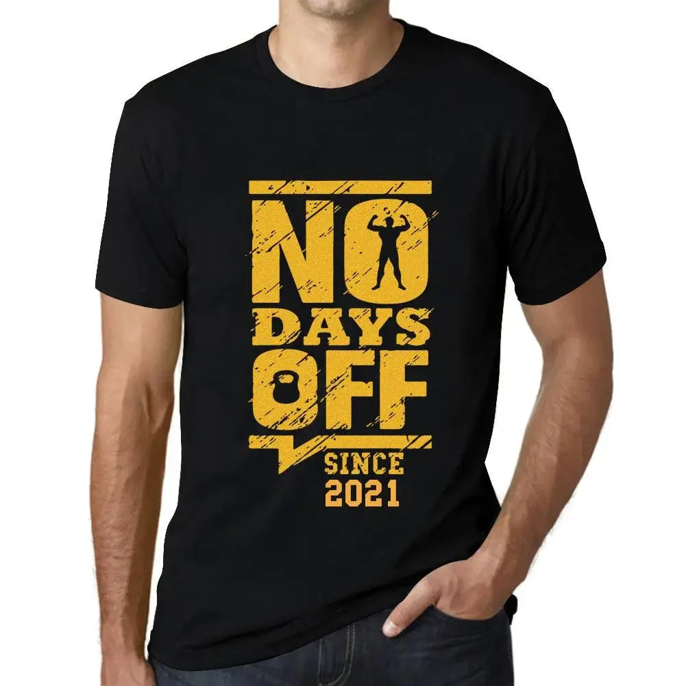 Men's Graphic T-Shirt No Days Off Since 2021 3rd Birthday Anniversary 3 Year Old Gift 2021 Vintage Eco-Friendly Short Sleeve Novelty Tee