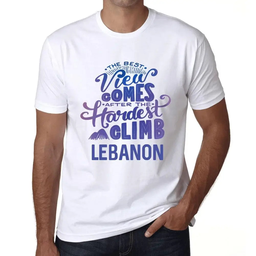 Men's Graphic T-Shirt The Best View Comes After Hardest Mountain Climb Lebanon Eco-Friendly Limited Edition Short Sleeve Tee-Shirt Vintage Birthday Gift Novelty