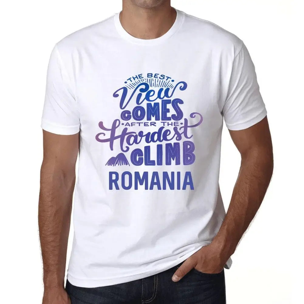 Men's Graphic T-Shirt The Best View Comes After Hardest Mountain Climb Romania Eco-Friendly Limited Edition Short Sleeve Tee-Shirt Vintage Birthday Gift Novelty