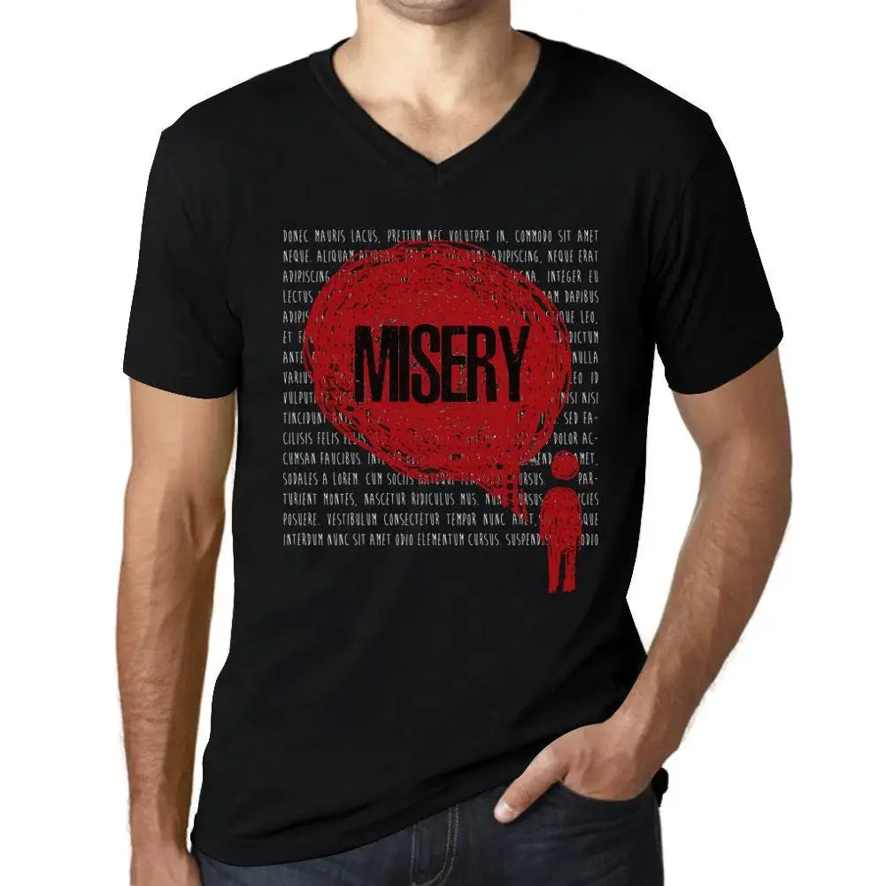 Men's Graphic T-Shirt V Neck Thoughts Misery Eco-Friendly Limited Edition Short Sleeve Tee-Shirt Vintage Birthday Gift Novelty