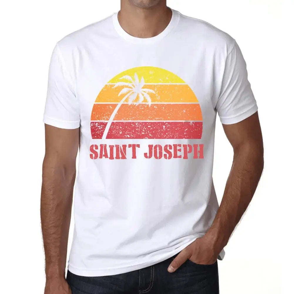 Men's Graphic T-Shirt Palm, Beach, Sunset In Saint Joseph Eco-Friendly Limited Edition Short Sleeve Tee-Shirt Vintage Birthday Gift Novelty