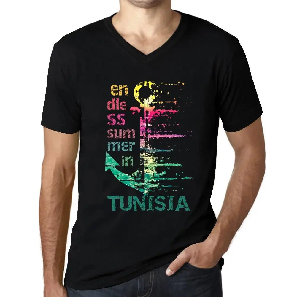 Men's Graphic T-Shirt V Neck Endless Summer In Tunisia Eco-Friendly Limited Edition Short Sleeve Tee-Shirt Vintage Birthday Gift Novelty