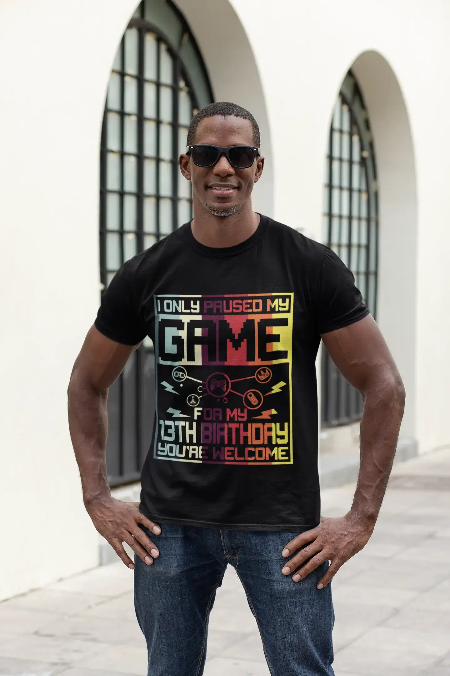 ULTRABASIC Gaming Men's T-Shirt I Only Paused My Game For My 13th Birthday - Gamer Tee Shirt