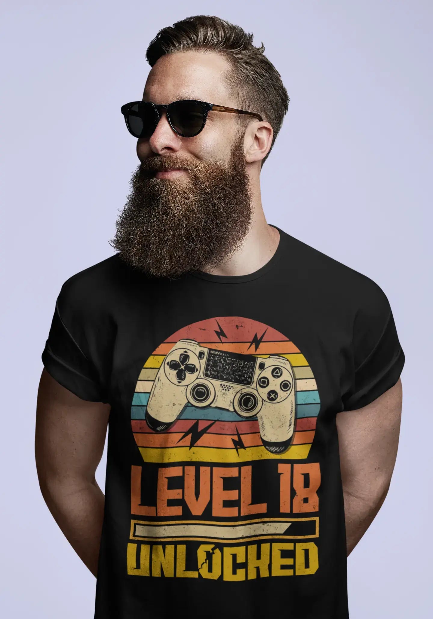 ULTRABASIC Men's Gaming T-Shirt Level 18 Unlocked - Gamer 18th Birthday Tee Shirt