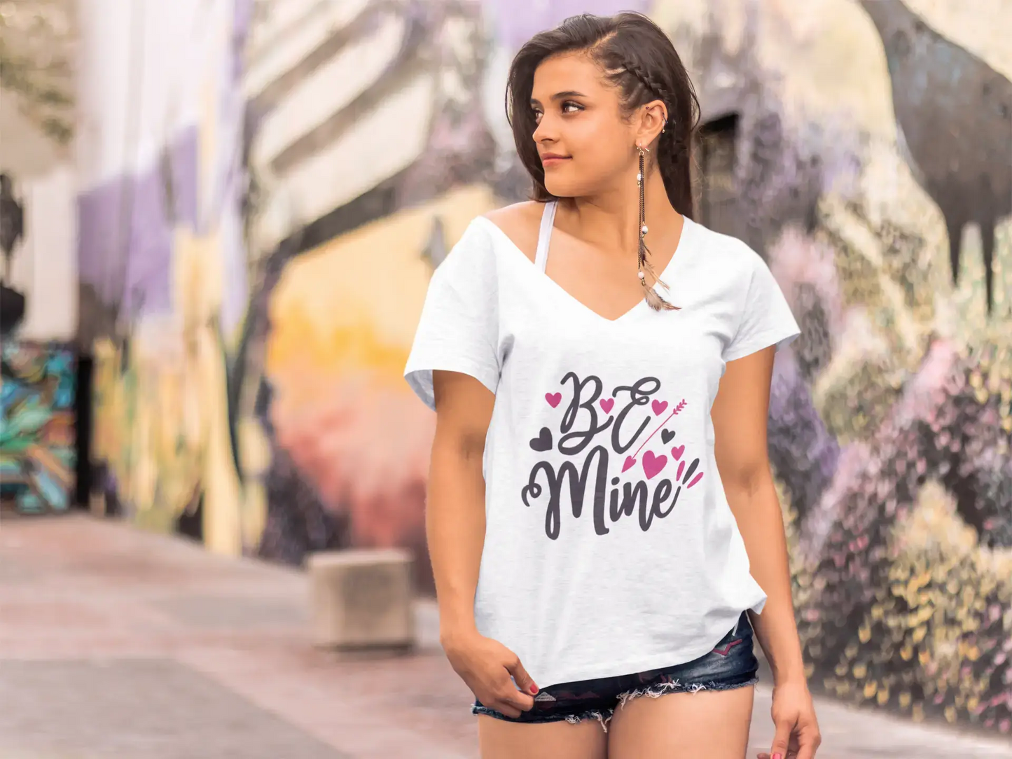 ULTRABASIC Women's T-Shirt Be Mine Love Short Sleeve Tee Shirt Tops