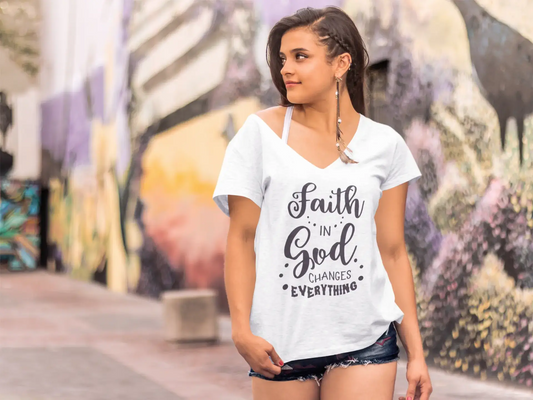 ULTRABASIC Women's T-Shirt Faith In God Chanes Everything - Short Sleeve Tee Shirt Tops