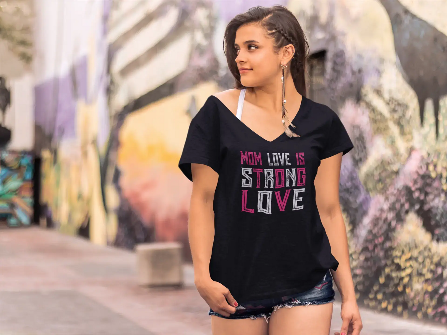 ULTRABASIC Women's T-Shirt Mom Love is Strong Love - Short Sleeve Tee Shirt Tops