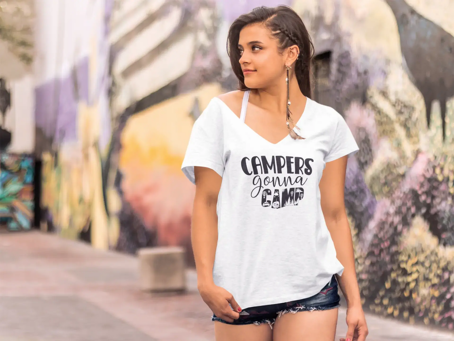 ULTRABASIC Women's T-Shirt Campers Gonna Camp - Camp Tee Shirt