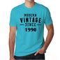 1990 Modern Vintage Blue Mens Short Sleeve Round Neck T-Shirt 00107 - Blue / S - Casual