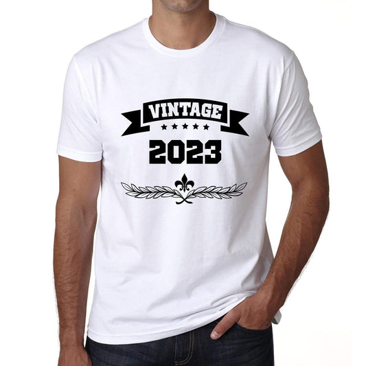2023 Vintage Year White, <span>Men's</span> <span><span>Short Sleeve</span></span> <span>Round Neck</span> T-shirt 00096 - ULTRABASIC