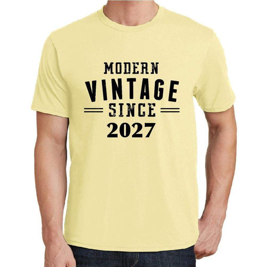 2027 Modern Vintage Yellow Mens Short Sleeve Round Neck T-Shirt 00106 - Yellow / S - Casual