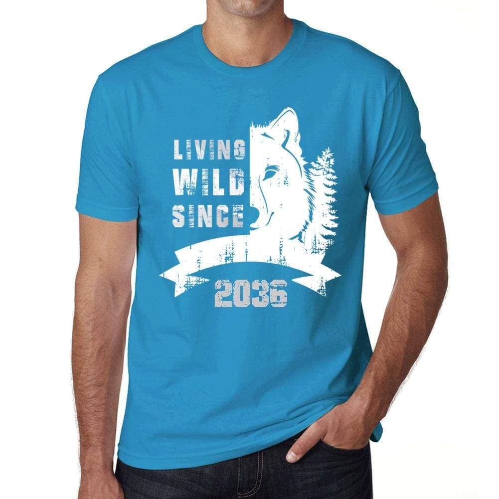 2036 Living Wild Since 2036 Mens T-Shirt Blue Birthday Gift 00499 - Blue / X-Small - Casual