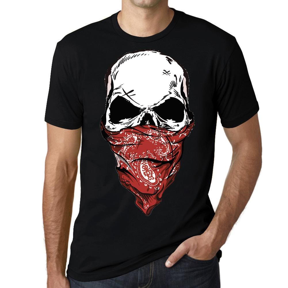 ULTRABASIC Graphic Men's T-Shirt - Gang Skull - Red Scarf Shirt for Fans skulls ahirt clothes style tee shirts black printed tshirt womens hoodies badass funny gym punisher texas novelty vintage unique ghost humor gift saying quote halloween thanksgiving brutal death metal goonies love christian camisetas valentine death