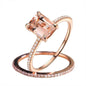2pcs Rings Set European American 18K Plated Rose Gold Diamond Zircon Encrusted Engagement Rings - Ultrabasic