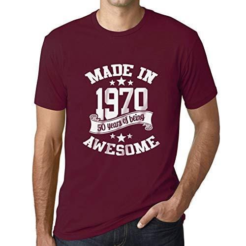 Ultrabasic - Homme T-Shirt Graphique Made in 1970 Idée Cadeau T-Shirt pour Le 50e Anniversaire Bordeaux
