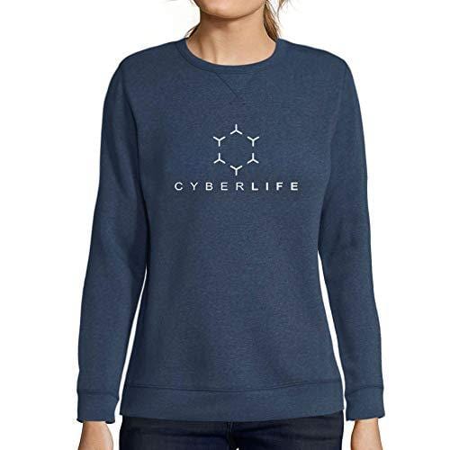 Ultrabasic - Femme Graphique Cyberlife Sweatshirt Action de Grâces Xmas Cadeau Idées Tee Gris Chiné Denim