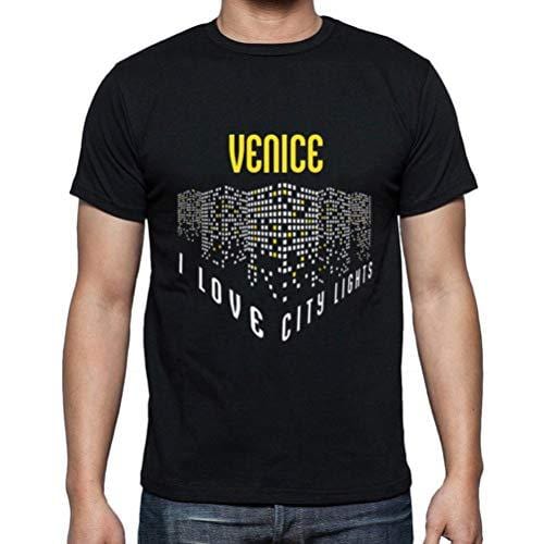 Ultrabasic - Homme T-Shirt Graphique J'aime Venice Lumières Noir Profond