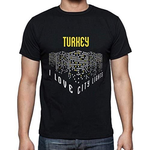 Ultrabasic - Homme T-Shirt Graphique J'aime Turkey Lumières Noir Profond