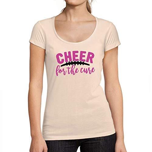 Ultrabasic - Tee-Shirt Femme col Rond Décolleté Cheer for The Cure Rose Crémeux