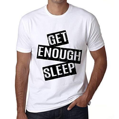 Ultrabasic - Homme T-Shirt Graphique Get Enough Sleep T-Shirt Cadeau Lettre d'impression Blanc