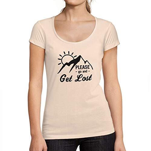 Ultrabasic - Tee-Shirt Femme col Rond Décolleté Go and Get Lost Rose Crémeux