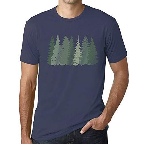 Ultrabasic - Homme T-Shirt Graphique Arbres Forestiers Denim