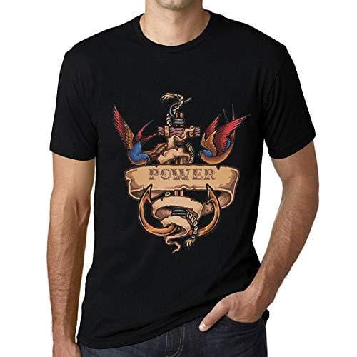 Ultrabasic - Homme T-Shirt Graphique Anchor Tattoo Power Noir Profond
