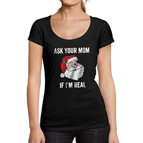 Ultrabasic - Tee-Shirt Femme col Rond Décolleté Funny Santa Christmas T-Shirt Xmas Gift Ideas Noir Profond