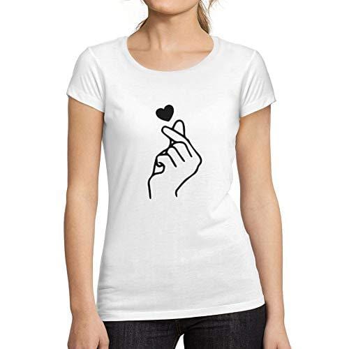 Ultrabasic - Tee-Shirt Femme Manches Courtes Hand Heart Love Blanc