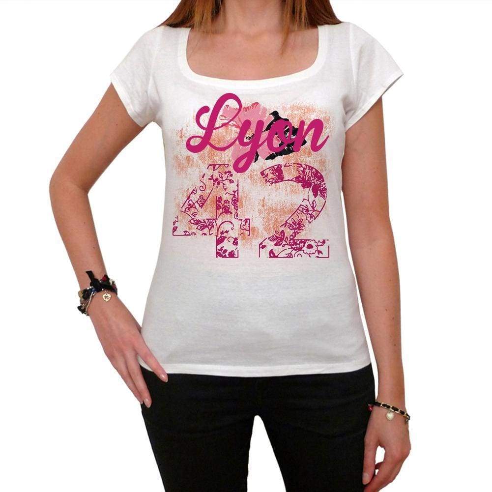 42 Lyon City With Number Womens Short Sleeve Round White T-Shirt 00008 - White / Xs - Casual