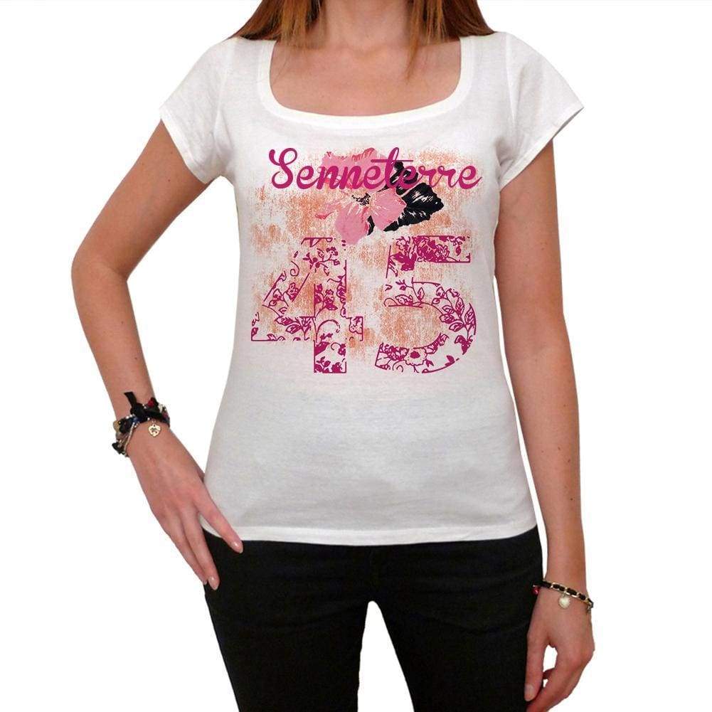 45 Senneterre City With Number Womens Short Sleeve Round White T-Shirt 00008 - White / Xs - Casual