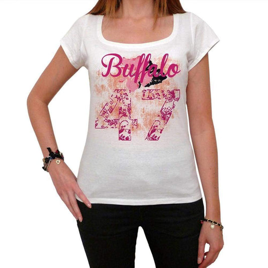 47 Buffalo City With Number Womens Short Sleeve Round White T-Shirt 00008 - White / Xs - Casual