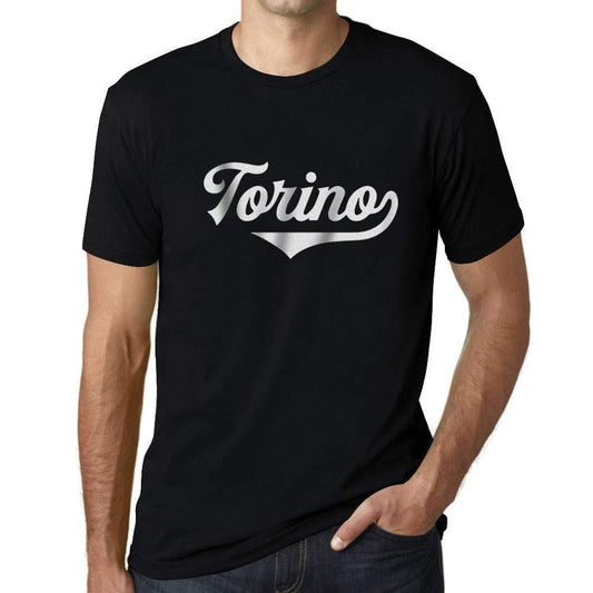 Ultrabasic - Homme Graphique Torino T-Shirt Imprimé Lettres Noir Profond