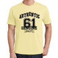 61 Authentic Genuine Yellow Mens Short Sleeve Round Neck T-Shirt 00119 - Yellow / S - Casual