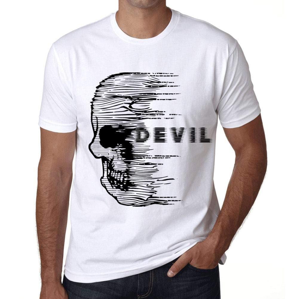 Homme T-Shirt Graphique Imprimé Vintage Tee Anxiety Skull Devil Blanc